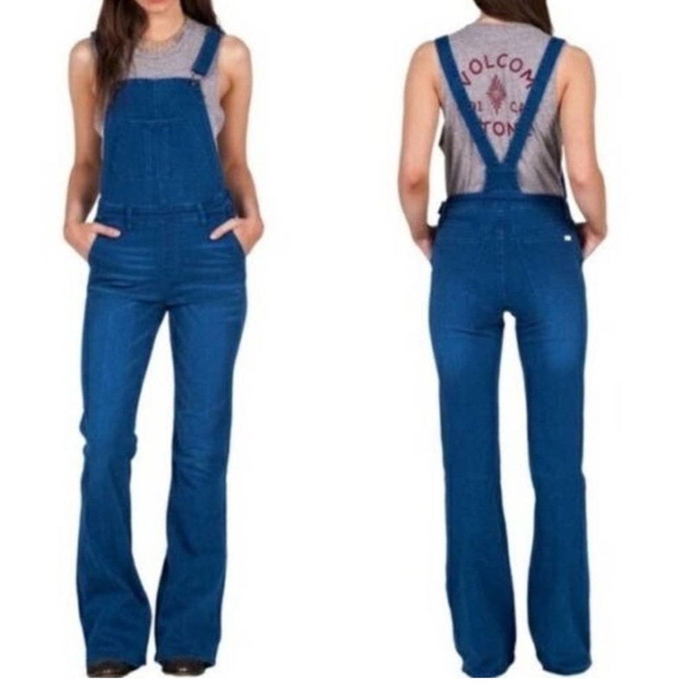 Volcom Brand Denim Banjo Overalls - Picture 1 of 12